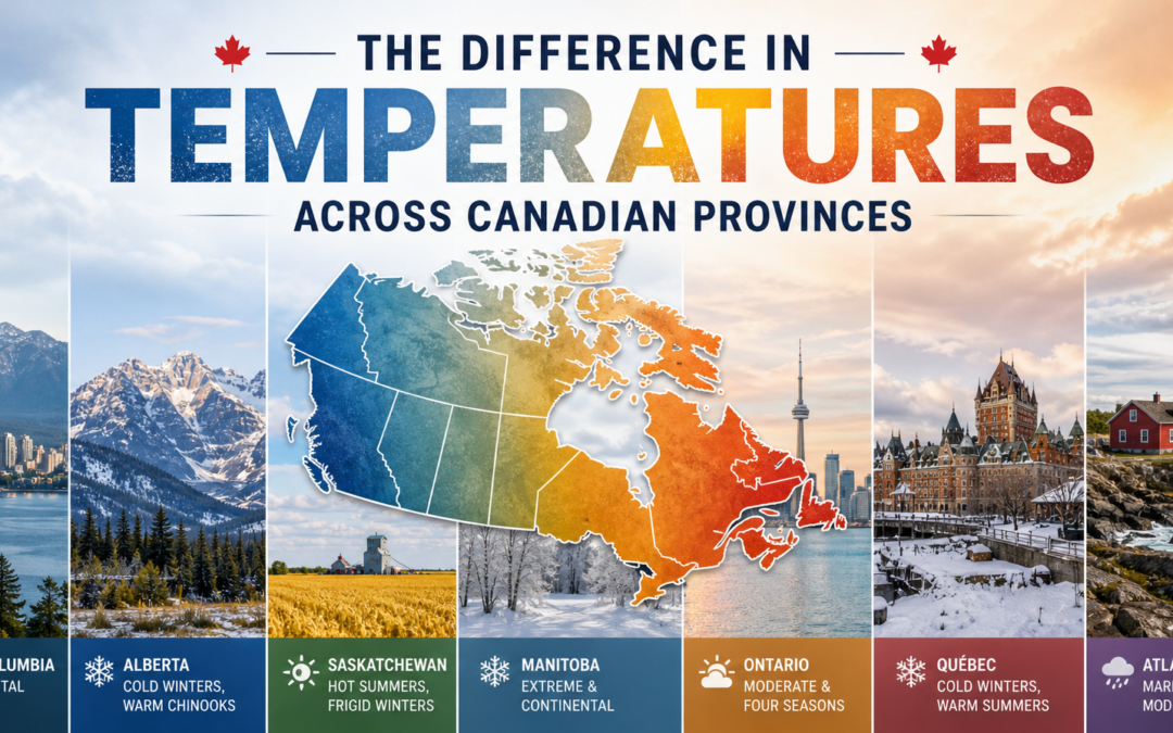 Different temperatures of Canadian Provinces